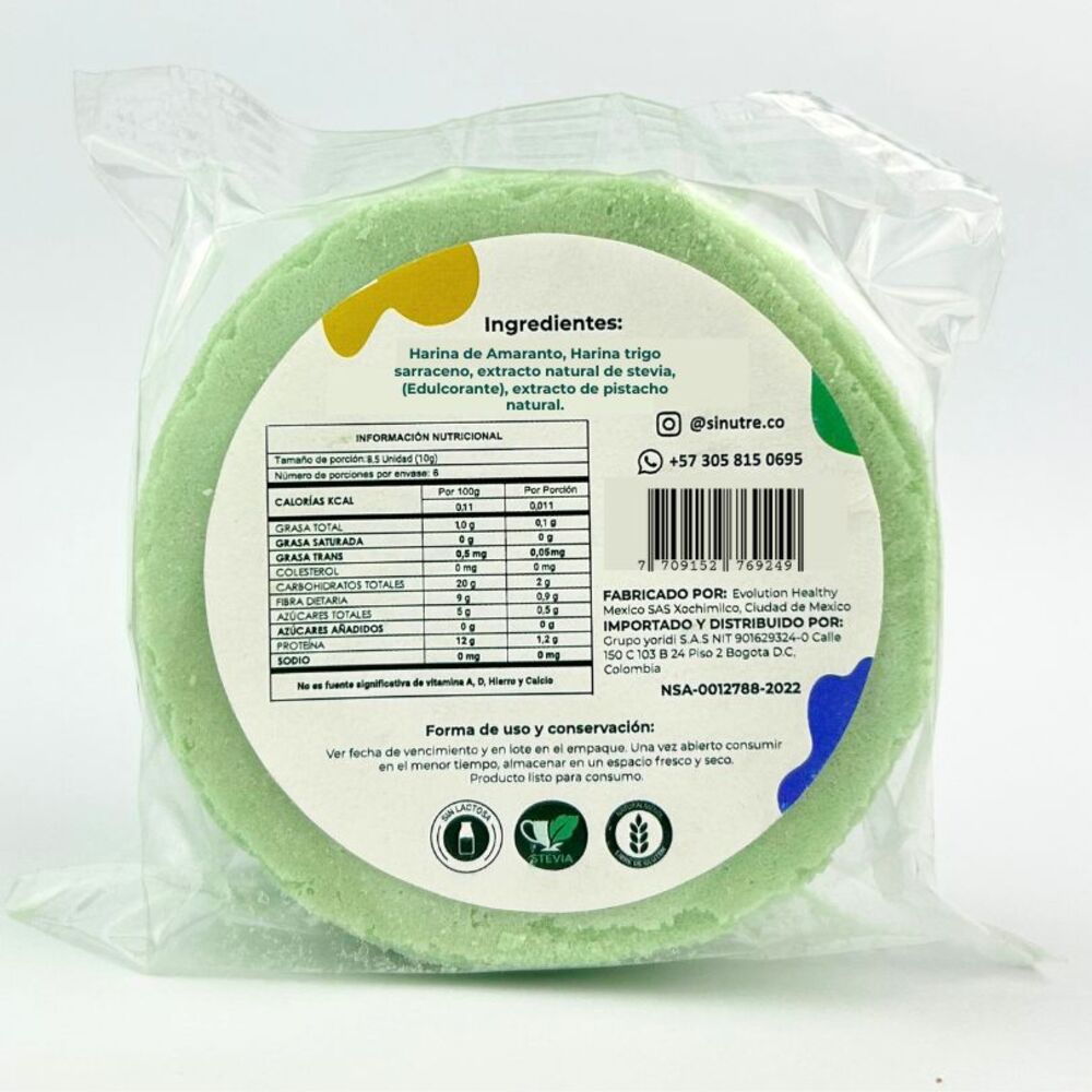 Obleas de amaranto sabor a Pistacho