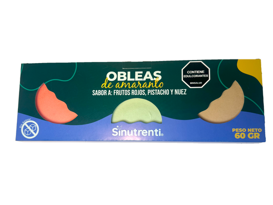 Caja de Obleas Frutos Rojos, Pistacho y Nuez
