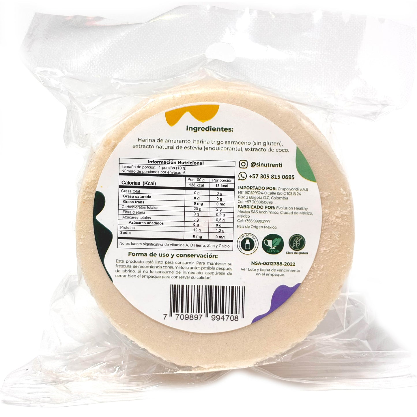 Obleas de amaranto sabor a Coco